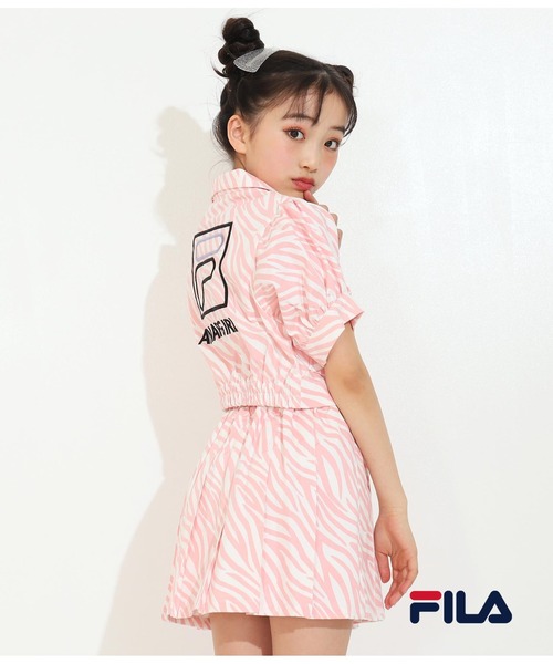 ANAP GiRL(アナップガール)の「【ANAPGiRL×FILAコラボ】パフスリライダースジャケット(ライダースジャケット・キッズ・ライトブルー/ベビーピンク・S/M/XS)」の12枚目の写真