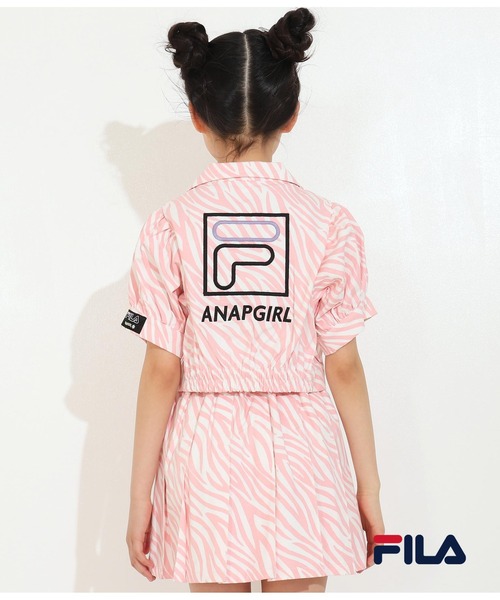 ANAP GiRL(アナップガール)の「【ANAPGiRL×FILAコラボ】パフスリライダースジャケット(ライダースジャケット・キッズ・ライトブルー/ベビーピンク・S/M/XS)」の10枚目の写真