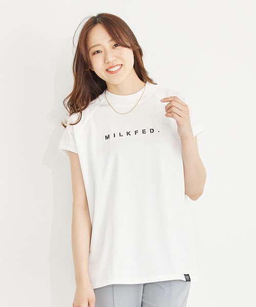 MILKFED.(ミルクフェド)の「STENCIL LOGO RAGLAN TOP(Tシャツ/カットソー・レディース・ホワイト/ブラック/グレー・ONE SIZE)」の10枚目の写真