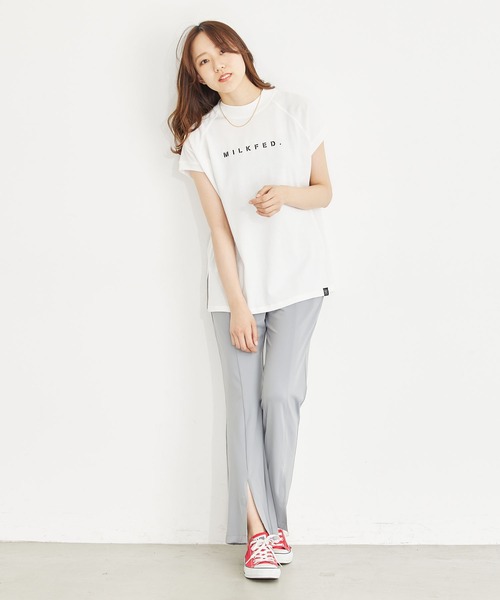 MILKFED.(ミルクフェド)の「STENCIL LOGO RAGLAN TOP(Tシャツ/カットソー・レディース・ホワイト/ブラック/グレー・ONE SIZE)」の17枚目の写真