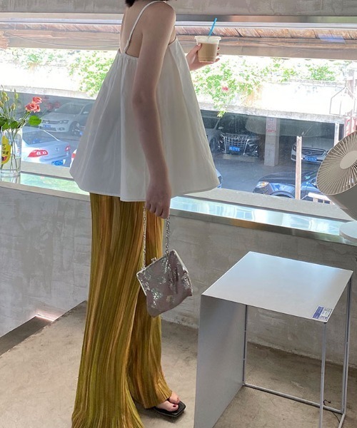MANGROVE（マングローブ）の「マーブルプリーツパンツ（その他パンツ・レディース・イエロー・FREE）」の3枚目の写真