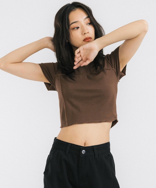 Ressaca（レサーカ）の「クロップド半袖ミニTシャツ（Tシャツ/カットソー・レディース・ホワイト/ライトブルー/パープル/ブラウン/ブルー・FREE）」の3枚目の写真