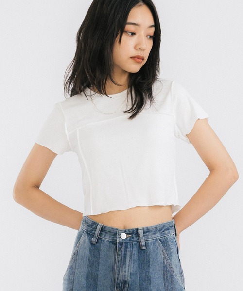 Ressaca（レサーカ）の「クロップド半袖ミニTシャツ（Tシャツ/カットソー・レディース・ホワイト/ライトブルー/パープル/ブラウン/ブルー・FREE）」の2枚目の写真