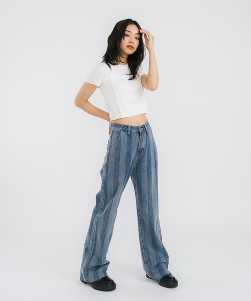 Ressaca（レサーカ）の「クロップド半袖ミニTシャツ（Tシャツ/カットソー・レディース・ホワイト/ライトブルー/パープル/ブラウン/ブルー・FREE）」の19枚目の写真