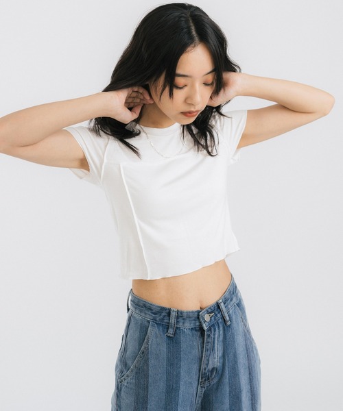 Ressaca（レサーカ）の「クロップド半袖ミニTシャツ（Tシャツ/カットソー・レディース・ホワイト/ライトブルー/パープル/ブラウン/ブルー・FREE）」の18枚目の写真