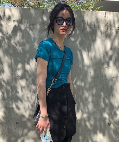 Ressaca（レサーカ）の「クロップド半袖ミニTシャツ（Tシャツ/カットソー・レディース・ホワイト/ライトブルー/パープル/ブラウン/ブルー・FREE）」の21枚目の写真