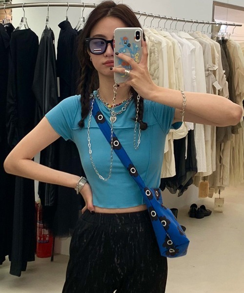 Ressaca（レサーカ）の「クロップド半袖ミニTシャツ（Tシャツ/カットソー・レディース・ホワイト/ライトブルー/パープル/ブラウン/ブルー・FREE）」の22枚目の写真