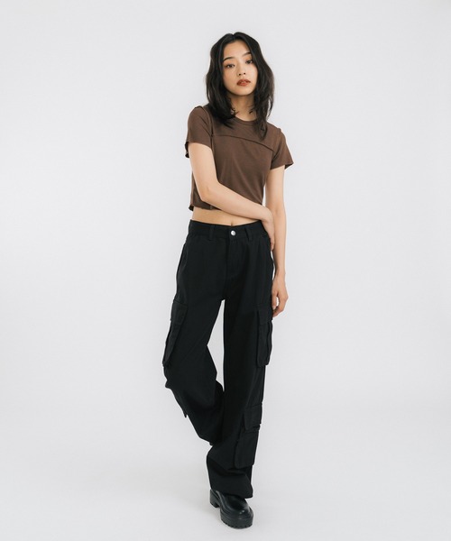 Ressaca（レサーカ）の「クロップド半袖ミニTシャツ（Tシャツ/カットソー・レディース・ホワイト/ライトブルー/パープル/ブラウン/ブルー・FREE）」の12枚目の写真