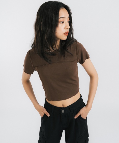 Ressaca（レサーカ）の「クロップド半袖ミニTシャツ（Tシャツ/カットソー・レディース・ホワイト/ライトブルー/パープル/ブラウン/ブルー・FREE）」の11枚目の写真