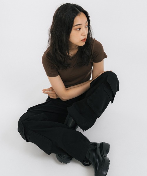 Ressaca（レサーカ）の「クロップド半袖ミニTシャツ（Tシャツ/カットソー・レディース・ホワイト/ライトブルー/パープル/ブラウン/ブルー・FREE）」の10枚目の写真