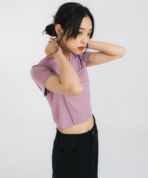 Ressaca（レサーカ）の「クロップド半袖ミニTシャツ（Tシャツ/カットソー・レディース・ホワイト/ライトブルー/パープル/ブラウン/ブルー・FREE）」の16枚目の写真