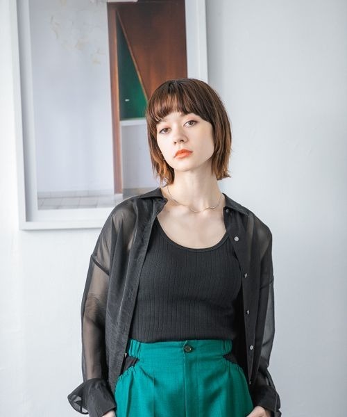 JEANASIS（ジーナシス）の「ワイドテレコタンク/352970（タンクトップ・レディース・ホワイト/ブラック/ホワイト系その他/ブラウン系その他・FREE）」の22枚目の写真