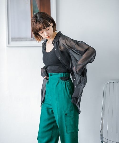 JEANASIS（ジーナシス）の「ワイドテレコタンク/352970（タンクトップ・レディース・ホワイト/ブラック/ホワイト系その他/ブラウン系その他・FREE）」の21枚目の写真