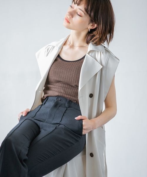 JEANASIS（ジーナシス）の「ワイドテレコタンク/352970（タンクトップ・レディース・ホワイト/ブラック/ホワイト系その他/ブラウン系その他・FREE）」の19枚目の写真