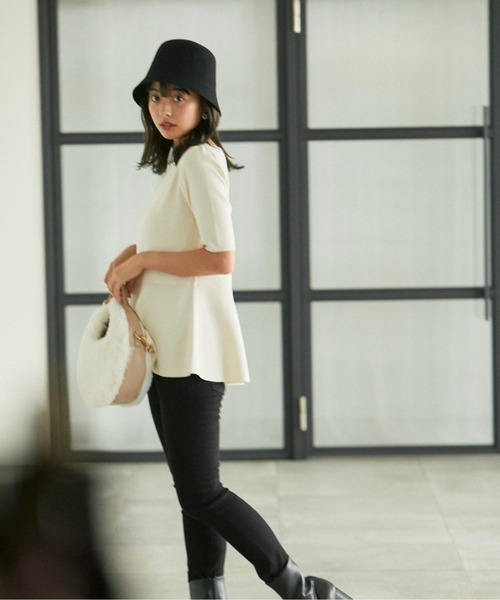 PROPORTION BODY DRESSING（プロポーションボディドレッシング）の「パールペプラムニット / 1212270801（ニット/セーター・レディース・パープル/ホワイト系その他/ブラック・FREE）」の2枚目の写真