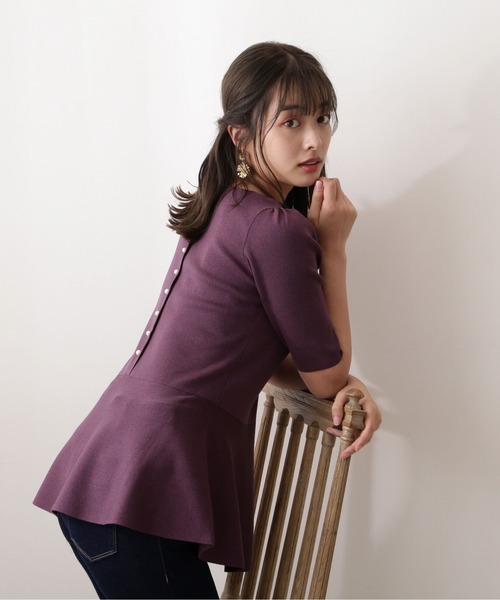 PROPORTION BODY DRESSING（プロポーションボディドレッシング）の「パールペプラムニット / 1212270801（ニット/セーター・レディース・パープル/ホワイト系その他/ブラック・FREE）」の9枚目の写真