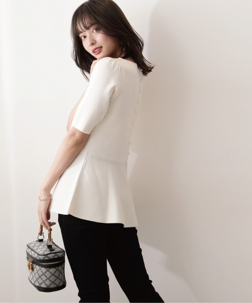 PROPORTION BODY DRESSING（プロポーションボディドレッシング）の「パールペプラムニット / 1212270801（ニット/セーター・レディース・パープル/ホワイト系その他/ブラック・FREE）」の4枚目の写真