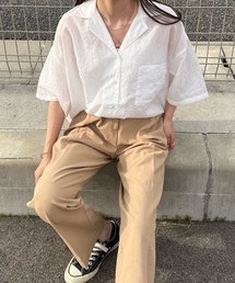 オープンカラーストライプシャツ