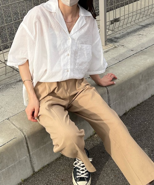LE MORE（リモア）の「オープンカラーストライプシャツ（シャツ/ブラウス・レディース・オレンジ/ブルー/グリーン/ホワイト・FREE）」の16枚目の写真