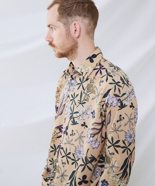 TAKEO KIKUCHI（タケオキクチ）の「◆レトロ フラワー 総柄プリント シャツ（シャツ/ブラウス・メンズ・チャコール/ベージュ系・02/03/04）」の4枚目の写真