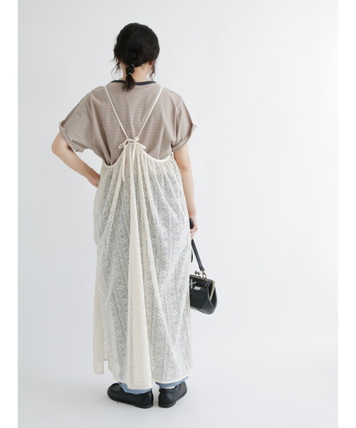 Samansa Mos2（サマンサ モスモス）の「◎総レースレイヤードキャミワンピース（ワンピース・レディース・ブラック/キナリ・ﾌﾘ-）」の12枚目の写真