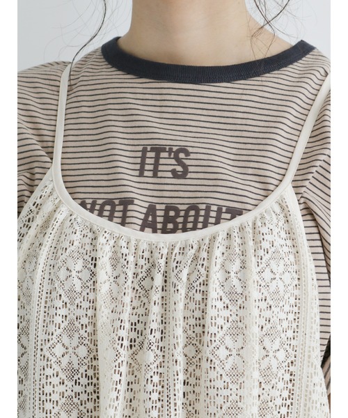 Samansa Mos2（サマンサ モスモス）の「◎総レースレイヤードキャミワンピース（ワンピース・レディース・ブラック/キナリ・ﾌﾘ-）」の7枚目の写真