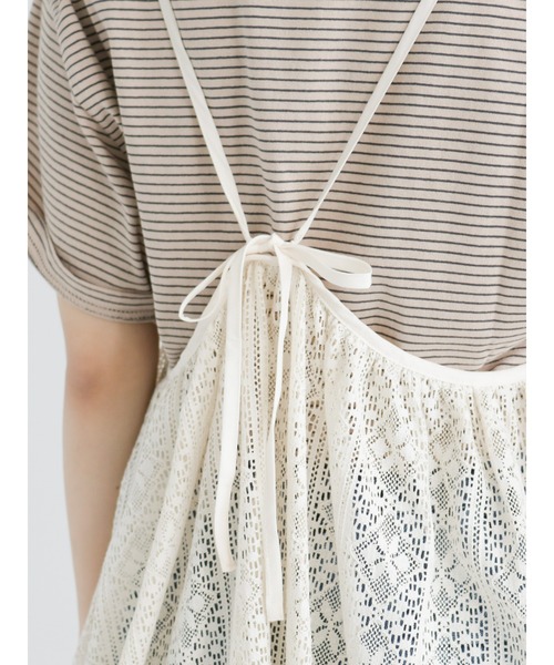 Samansa Mos2（サマンサ モスモス）の「◎総レースレイヤードキャミワンピース（ワンピース・レディース・ブラック/キナリ・ﾌﾘ-）」の6枚目の写真