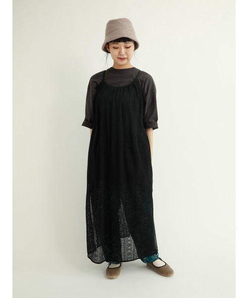 Samansa Mos2（サマンサ モスモス）の「◎総レースレイヤードキャミワンピース（ワンピース・レディース・ブラック/キナリ・ﾌﾘ-）」の15枚目の写真