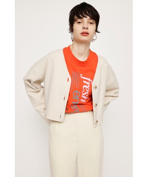 SLY(スライ)の「MILANO RIB USEFUL CROP C/D ミラノリブ ユースフル クロップ カーディガン(カーディガン/ボレロ・レディース・ピンク/アイボリー/ブラック/イエロー系その他/グリーン・FREE)」の2枚目の写真