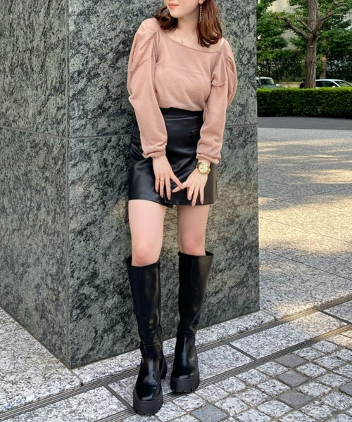 EIMY ISTOIRE（エイミーイストワール）の「バックドレープシアーニット（ニット/セーター・レディース・ブラック/ピンクベージュ/ホワイト・FREE）」の9枚目の写真