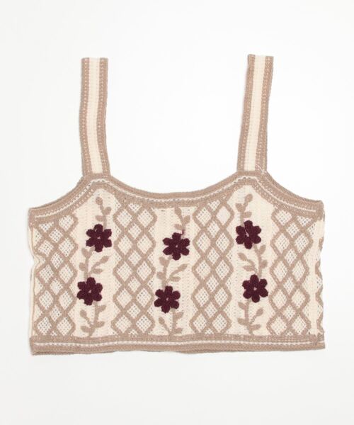 AS KNOW AS plus（アズノゥアズプラス）の「♪フラワーニットビスチェ（ベスト・レディース・ベージュ/ブラック・FREE）」の8枚目の写真