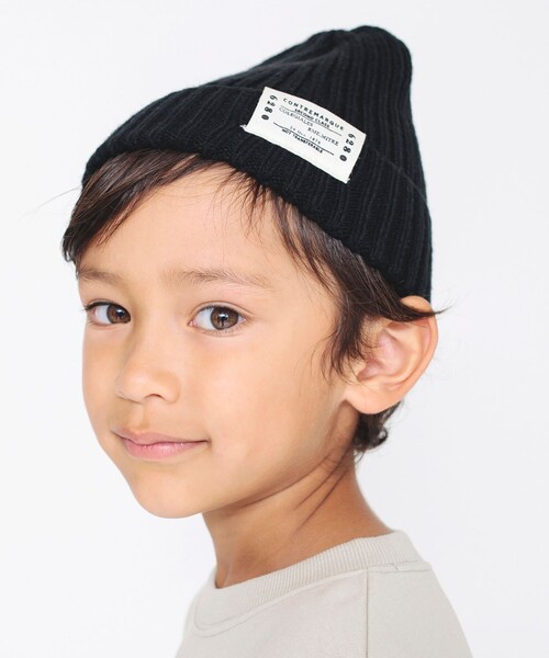 BRANSHES(ブランシェス)の「シンプルニット帽(ニットキャップ/ビーニー・キッズ・ブラック/グレー/レッド/エメラルド/マスタード・S/M/L)」の2枚目の写真