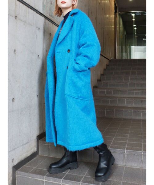 MURUA（ムルーア）の「シャギーオーバーコート（チェスターコート・レディース・グレー/ブルー/アイボリー・1/2）」の3枚目の写真