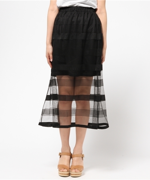 WEGO（ウィゴー）の「WEGO/ボーダーチュールマキシスカート（スカート・レディース・ホワイト/ブラック・FREE）」の5枚目の写真