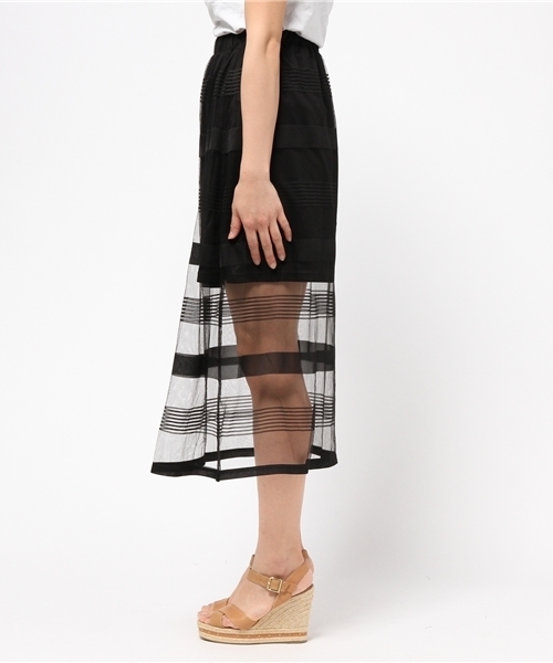 WEGO（ウィゴー）の「WEGO/ボーダーチュールマキシスカート（スカート・レディース・ホワイト/ブラック・FREE）」の6枚目の写真