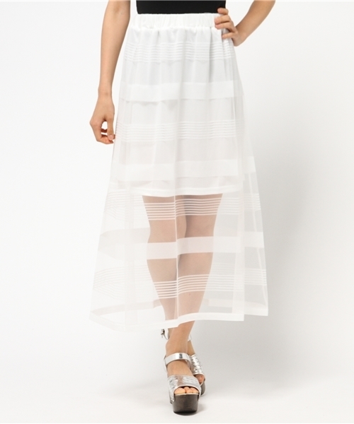 WEGO（ウィゴー）の「WEGO/ボーダーチュールマキシスカート（スカート・レディース・ホワイト/ブラック・FREE）」の3枚目の写真
