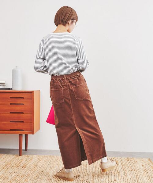 coen（コーエン）の「スムース微起毛ボーダーロングスリーブTシャツ（Tシャツ/カットソー・レディース・ブラウン/ピンク/ホワイト/ケリー/モカ/ロイヤルブルー・L/M）」の8枚目の写真