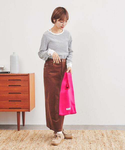 coen（コーエン）の「スムース微起毛ボーダーロングスリーブTシャツ（Tシャツ/カットソー・レディース・ブラウン/ピンク/ホワイト/ケリー/モカ/ロイヤルブルー・L/M）」の9枚目の写真