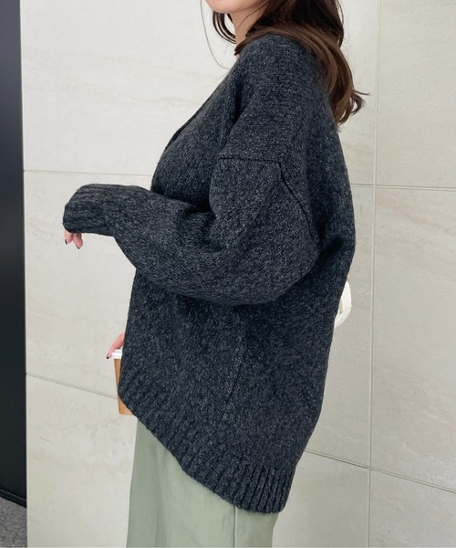 StyleSea(スタイルシー)の「ミックスヤーンニットカーディガン(カーディガン/ボレロ・レディース・ブラック/ベージュ/ピンク/グリーン・MEDIUM)」の21枚目の写真