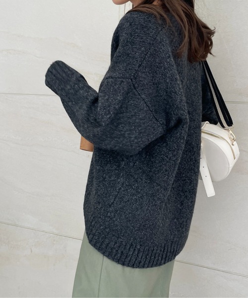 StyleSea(スタイルシー)の「ミックスヤーンニットカーディガン(カーディガン/ボレロ・レディース・ブラック/ベージュ/ピンク/グリーン・MEDIUM)」の15枚目の写真