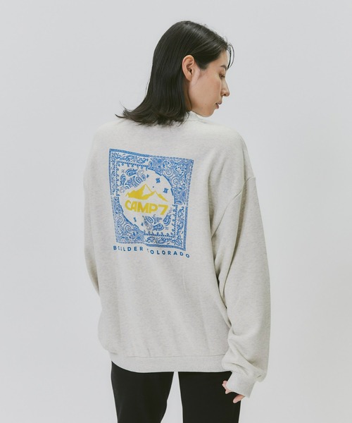 CAMP7（キャンプセブン）の「【CAMP7】バンダナプリントクルースウェット（スウェット・レディース・キナリ/ブラック/グリーン・L/M）」の2枚目の写真