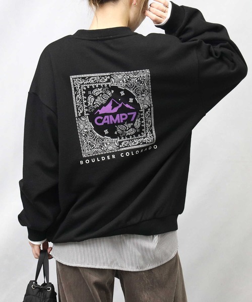 CAMP7（キャンプセブン）の「【CAMP7】バンダナプリントクルースウェット（スウェット・レディース・キナリ/ブラック/グリーン・L/M）」の3枚目の写真