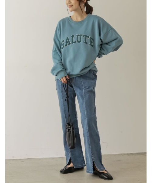 Re:EDIT(リエディ)の「裏毛サガラ刺繍ロゴスウェットプルオーバー(スウェット・レディース・グレー/ホワイト系その他/ブラック/ブルー/モカ/グリーン・LARGE/MEDIUM)」の12枚目の写真