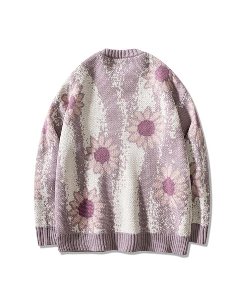 【セール】【HOOK】古着風絵画調総柄ニット（ニット/セーター）｜HOOK（フック）