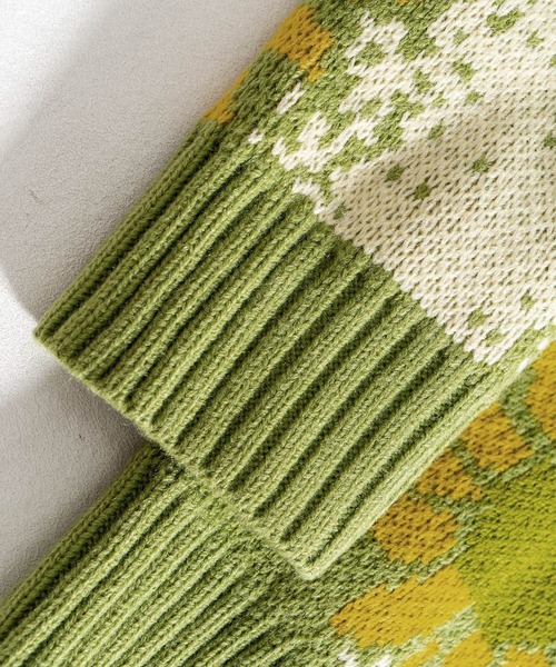 【セール】【HOOK】古着風絵画調総柄ニット（ニット/セーター）｜HOOK（フック）