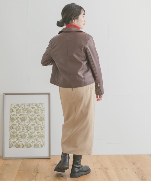 ITEMS URBANRESEARCH（アイテムズ アーバンリサーチ）の「フェイクレザーダブルライダースジャケット（ライダースジャケット・レディース・ブラック/ライトブラウン・MEDIUM/SMALL）」の11枚目の写真