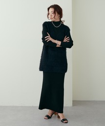 natural couture | 大人ナチュ/リブニットワンピース×フェザーベストセット(ワンピース)