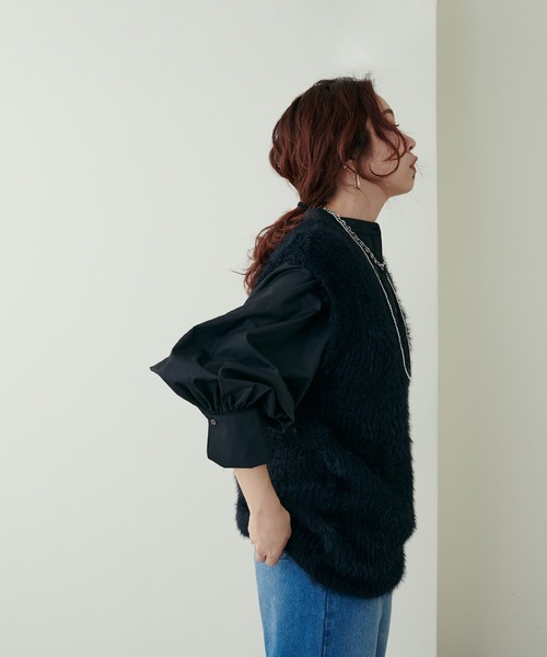 natural couture(ナチュラルクチュール)の「大人ナチュ/リブニットワンピース×フェザーベストセット(ワンピース・レディース・オフホワイト/グレイッシュベージュ/ブラック/ブラウン・FREE)」の10枚目の写真