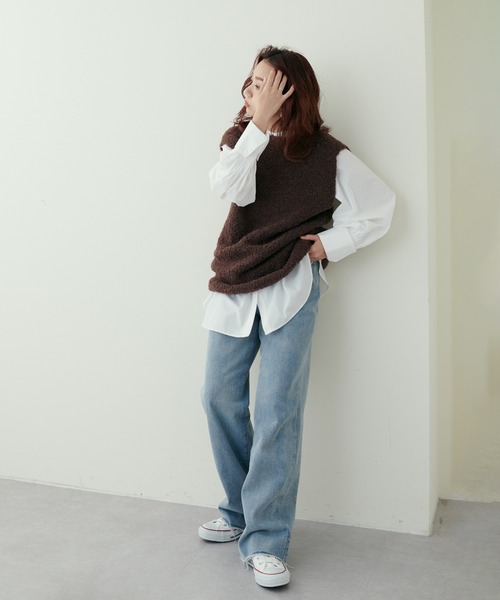 natural couture(ナチュラルクチュール)の「大人ナチュ/リブニットワンピース×フェザーベストセット(ワンピース・レディース・オフホワイト/グレイッシュベージュ/ブラック/ブラウン・FREE)」の18枚目の写真