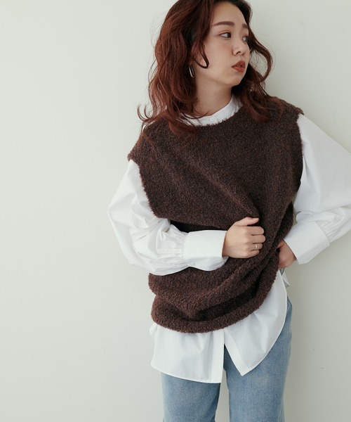 natural couture(ナチュラルクチュール)の「大人ナチュ/リブニットワンピース×フェザーベストセット(ワンピース・レディース・オフホワイト/グレイッシュベージュ/ブラック/ブラウン・FREE)」の20枚目の写真